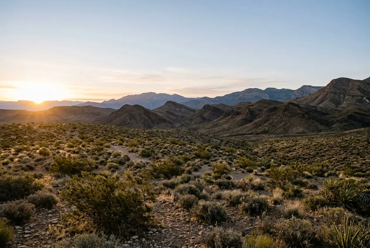 Desert foothills on the western edge of the Las Vegas Valley at first light
