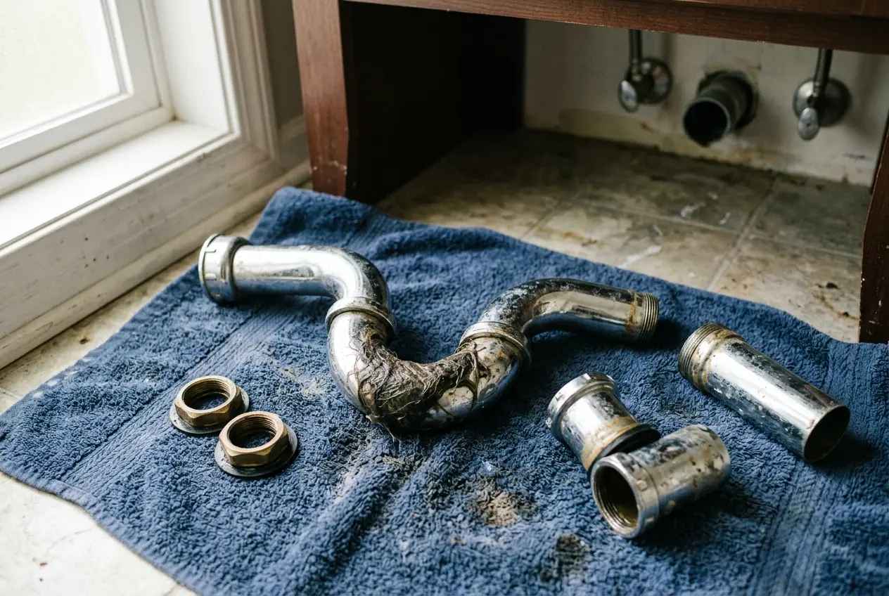 Clogged drains work in a Las Vegas home, illustrative image