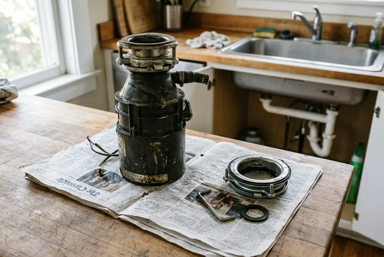 Garbage disposal services work in a Las Vegas home, illustrative image