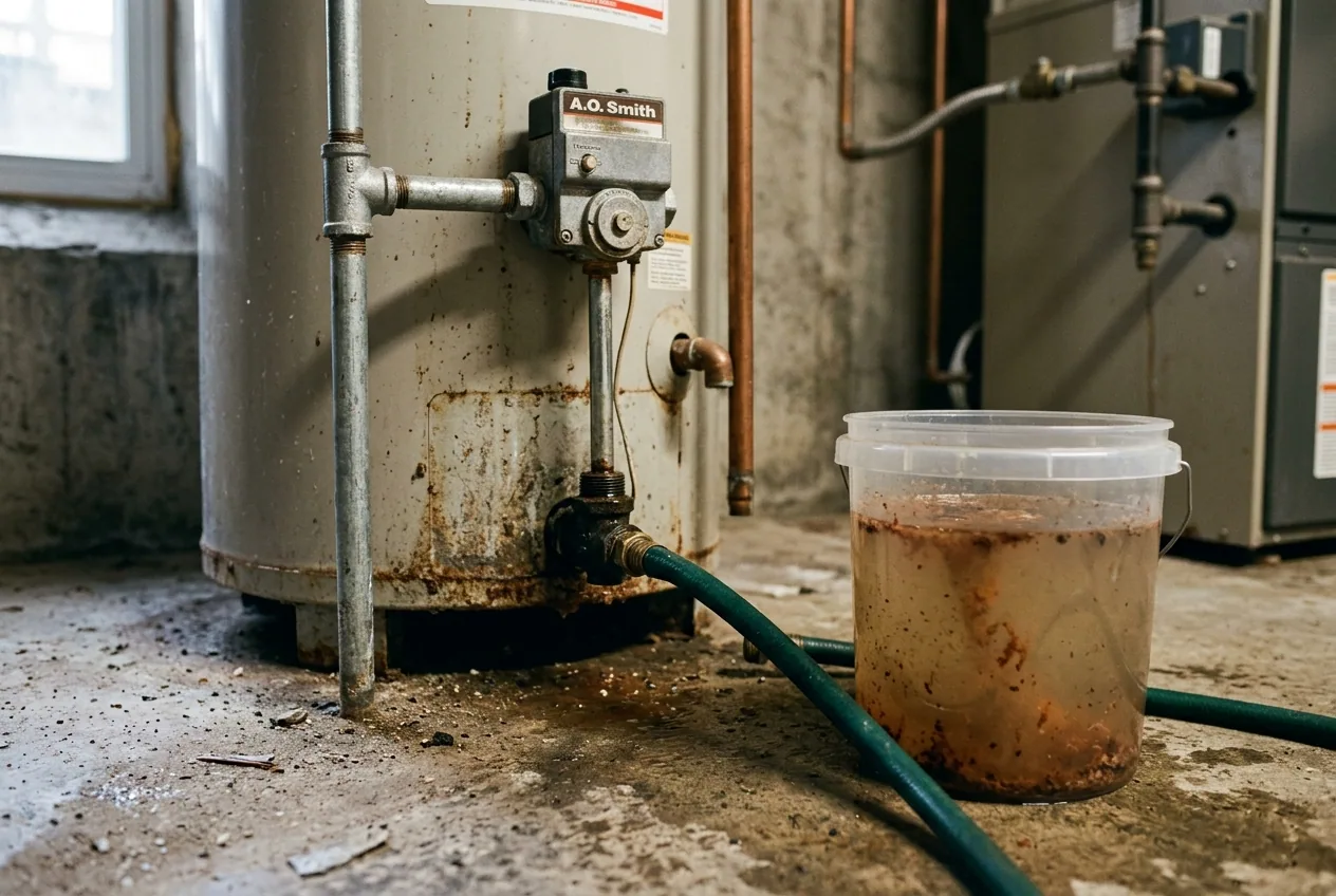Water heater repair work in a Las Vegas home, illustrative image