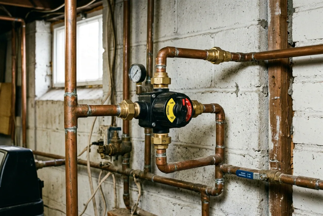 Water softener installation work in a Las Vegas home, illustrative image