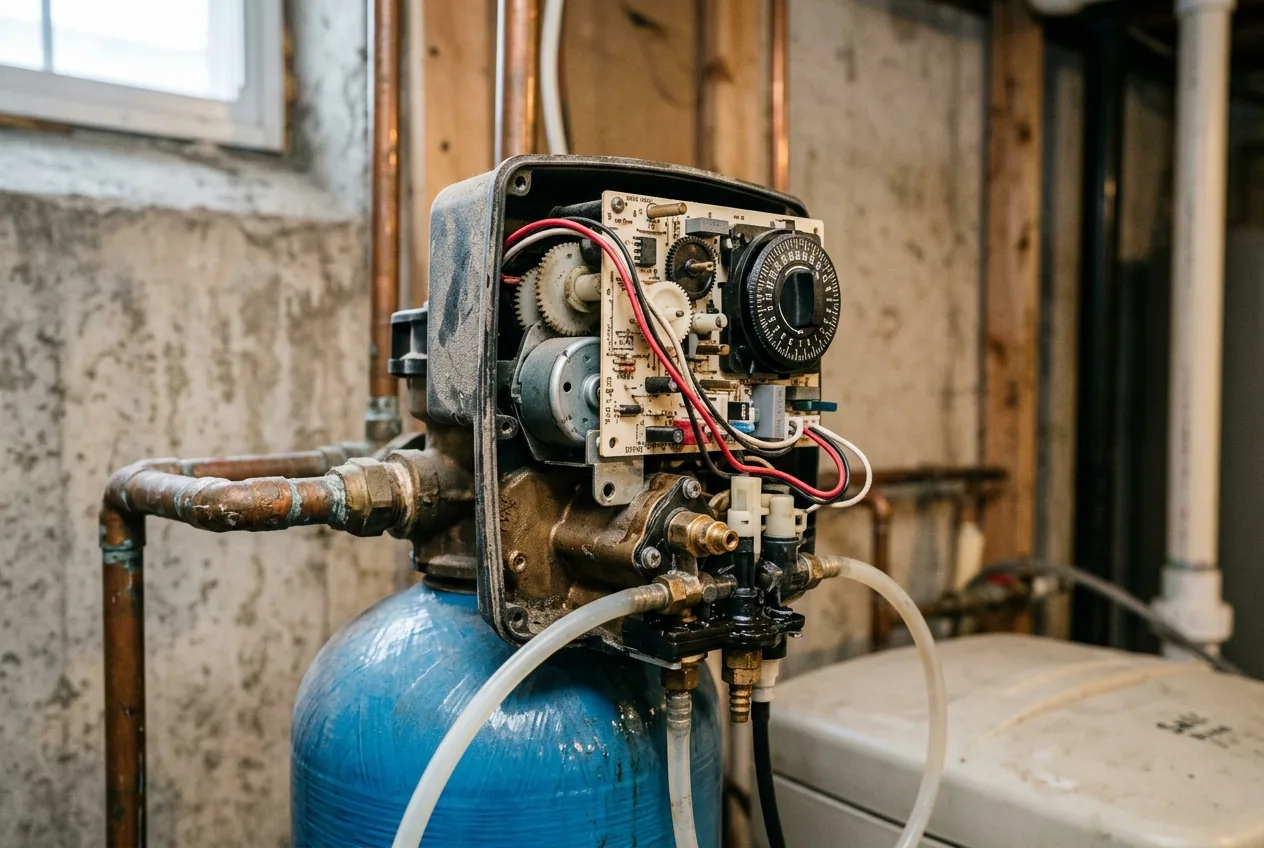 Water softener repair work in a Las Vegas home, illustrative image